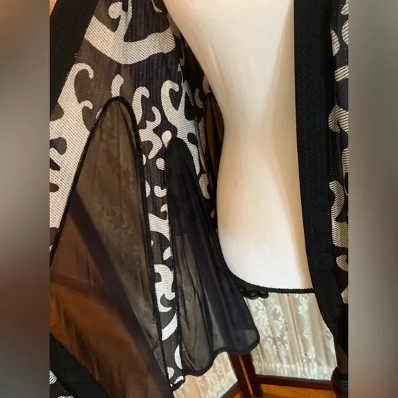 PATCHINGTON OPEN FRONT SHEER PANEL LONGLINE CARDIGAN - SZ SMALL - Picture 4 of 7